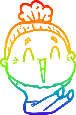 Gökkuşağı gradyan çizgi çizimi Bir insan tarafından çizilmiş mutlu yaşlı kadın