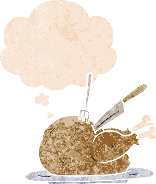 Düşünce baloncuklu çizgi film hindisi grunge sıkıntı retro stili bir insan tarafından çizilmiş