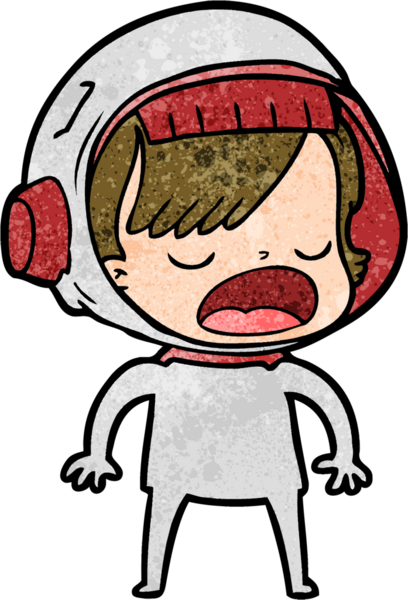 Karikatür astronot kadın bir insan tarafından çizilmiş.