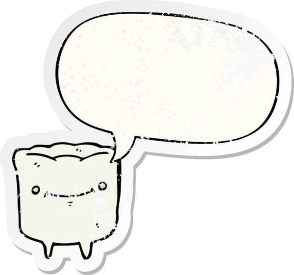 çizgi film mutlu dişi konuşma baloncuğu bir insan tarafından çizilmiş sıkıntılı eski bir çıkartma