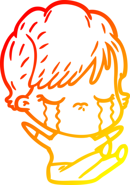 Bir insan tarafından çizilmiş, ağlayan bir çizgi kadın çizimi.