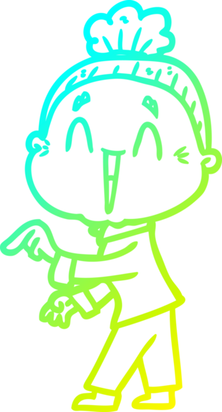 Bir insan tarafından çizilmiş, mutlu, yaşlı bir kadının çizdiği soğuk çizgi.