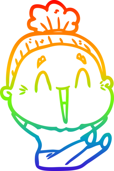 Gökkuşağı gradyan çizgi çizimi Bir insan tarafından çizilmiş mutlu yaşlı kadın