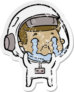 Bir insan tarafından çizilmiş ağlayan bir astronotun sıkıntılı çıkartması.