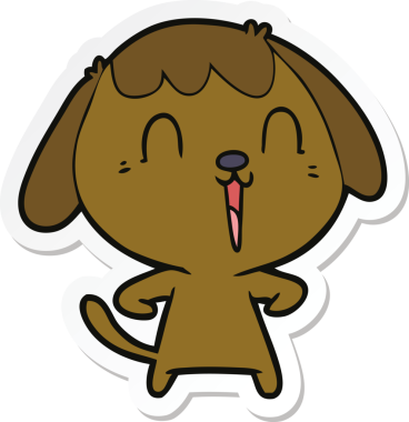 Bir insan tarafından çizilmiş şirin bir köpeğin çıkartması.