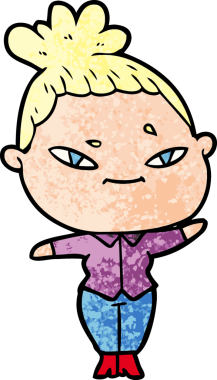 Bir insan tarafından çizilmiş karikatür kadın.