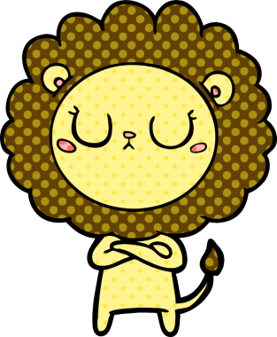 Bir insan tarafından çizilmiş çizgi film aslanı.