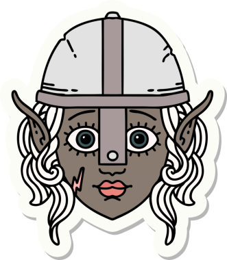 Bir insan tarafından çizilmiş elf dövüşçüsü karakterinin çıkartması.