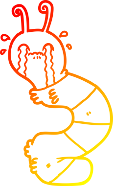 Bir insan tarafından çizilmiş ağlayan tırtılın sıcak çizgi çizimi.