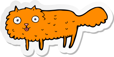 Bir insan tarafından çizilmiş kürklü bir kedinin çıkartması.