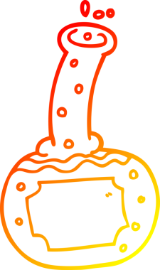 Bir insan tarafından çizilmiş bir karikatür deney iksirinin sıcak çizgi çizimi