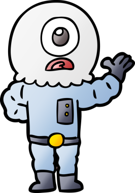 Çizgi film Tepegöz uzaylı uzay adamı bir insan tarafından çizildi.