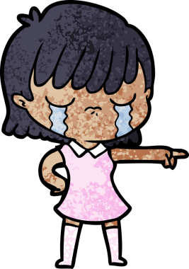 Bir insan tarafından çizilmiş ağlayan çizgi film kadını.