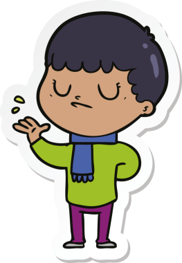 Bir insan tarafından çizilmiş huysuz bir çocuğun çıkartması.