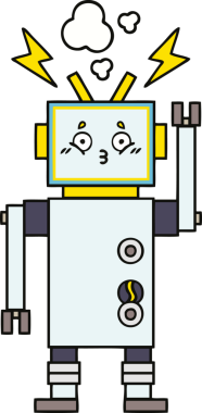 Bir insan tarafından çizilmiş sevimli bir robot karikatürü.
