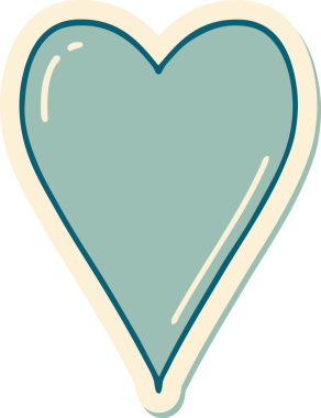 Bir insan tarafından çizilmiş geleneksel bir kalp şeklinde dövme çıkartması.