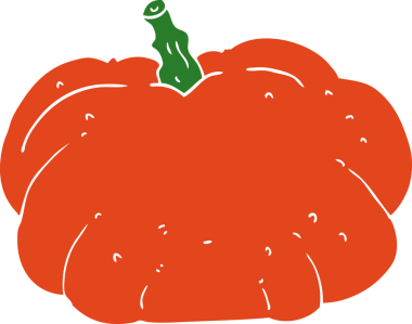 Bir insan tarafından çizilmiş düz renkli balkabağı.