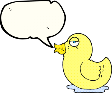 El yazısıyla çizilmiş çizgi roman konuşma balonu bir insan tarafından çizilmiş lastik ördek.