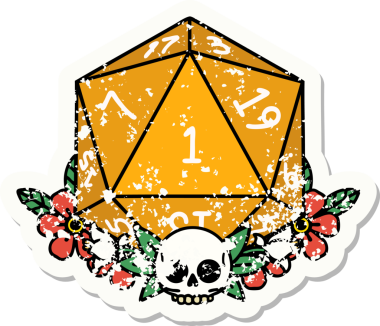 Doğal bir zarın grunge sticker 'ı bir insan tarafından çizilmiş çiçek elementleriyle yuvarlanıyor.