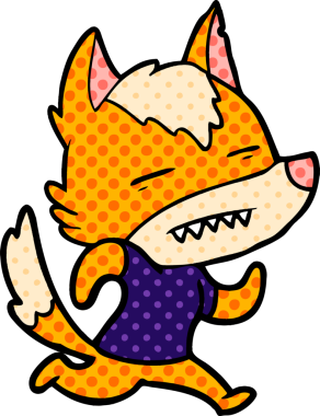 Bir insan tarafından çizilmiş tilki çizgi film karakteri