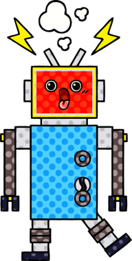 Bir insan tarafından çizilmiş robot arızasının çizgi romanı