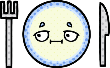 Bir insan tarafından çizilmiş yemek tabağının çizgi romanı.