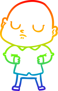 Gökkuşağı gradyan çizgisi bir insan tarafından çizilmiş kel bir adamın çizimi