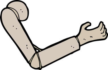 bir insan tarafından çizilmiş protez bir kol.