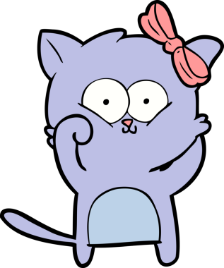 Bir insan tarafından çizilmiş çizgi film kedisi.