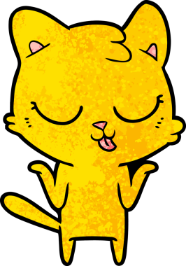 Çizgi film kedisi bir insan tarafından çizilmiş omuzlarını silkiyor.