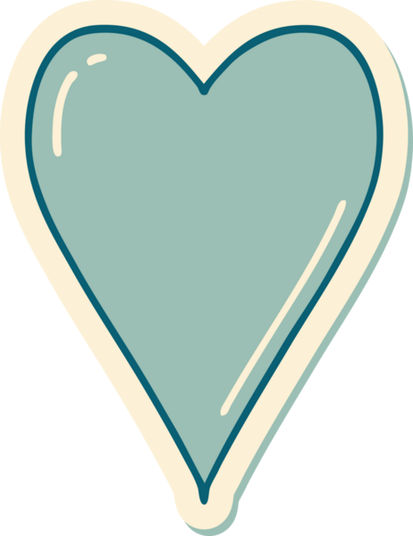 Bir insan tarafından çizilmiş geleneksel bir kalp şeklinde dövme çıkartması.