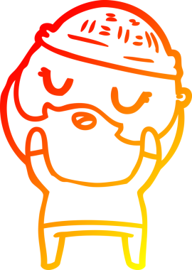 Bir insan tarafından çizilmiş sakallı sevimli bir adamın sıcak çizgi çizimi.