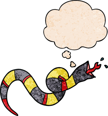 çizgi filmlerdeki tıslayan yılan, insan tarafından çizilmiş grunge desenli düşünce baloncuğu.