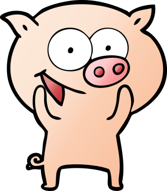 Bir insan tarafından çizilmiş neşeli domuz çizgi filmi.