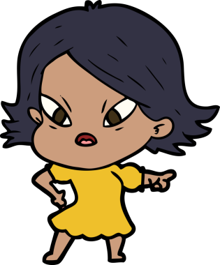 Çizgi film bir insan tarafından çizilmiş stresli kadın.