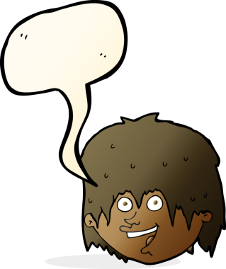 Bir insan tarafından çizilmiş konuşma balonlu mutlu adam çizgi filmi.