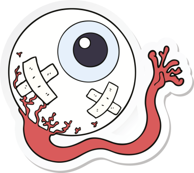 Bir insan tarafından çizilmiş yaralı bir göz küresinin çıkartması.