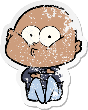 Bir insan tarafından çizilmiş kel bir adamın sıkıntılı çıkartması.