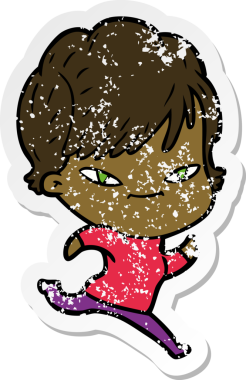 Bir insan tarafından çizilmiş mutlu bir karikatür çıkartması.