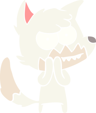 Bir insan tarafından çizilmiş düz renk çizgi film çizimi sırıtan tilki