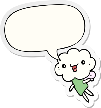 Bir insan tarafından çizilmiş konuşma baloncuğu çıkartmalı karikatür başlıklı yaratık