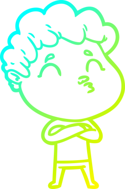 Bir insan tarafından çizilmiş soğuk çizgi film karakteri çizimi.