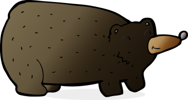 Bir insan tarafından çizilmiş komik karikatür kara ayı.