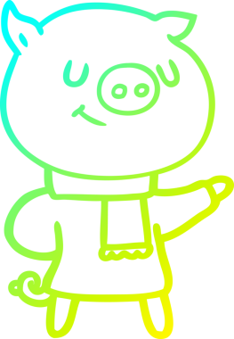 Bir insan tarafından çizilmiş mutlu çizgi film domuzu çizimi.