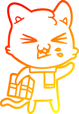 Bir insan tarafından çizilmiş çizgi film kedisinin sıcak çizgi çizimi