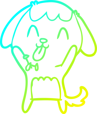 Bir insan tarafından çizilmiş şirin bir çizgi köpeğin soğuk gradyan çizgisi.