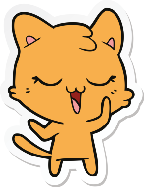 Bir insan tarafından çizilmiş mutlu çizgi film kedisinin çıkartması.