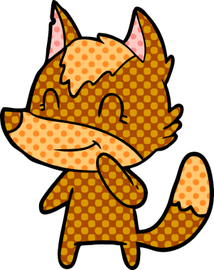 Bir insan tarafından çizilmiş tilki çizgi film karakteri