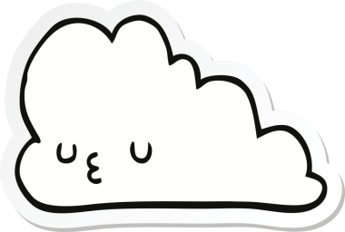 Bir insan tarafından çizilmiş şirin bir karikatür bulutunun çıkartması.