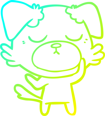 Bir insan tarafından çizilmiş şirin bir çizgi köpeğin soğuk gradyan çizgisi.